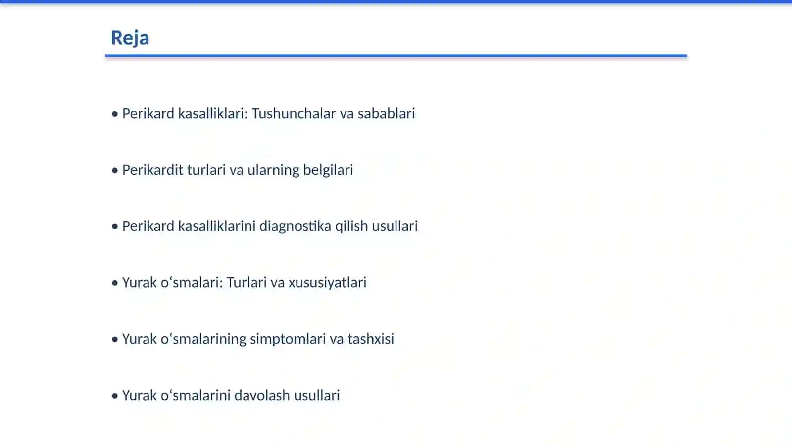 Perikard kasalliklari.Yurak oʻsmalari.Yurak transplantatsiyasi 2