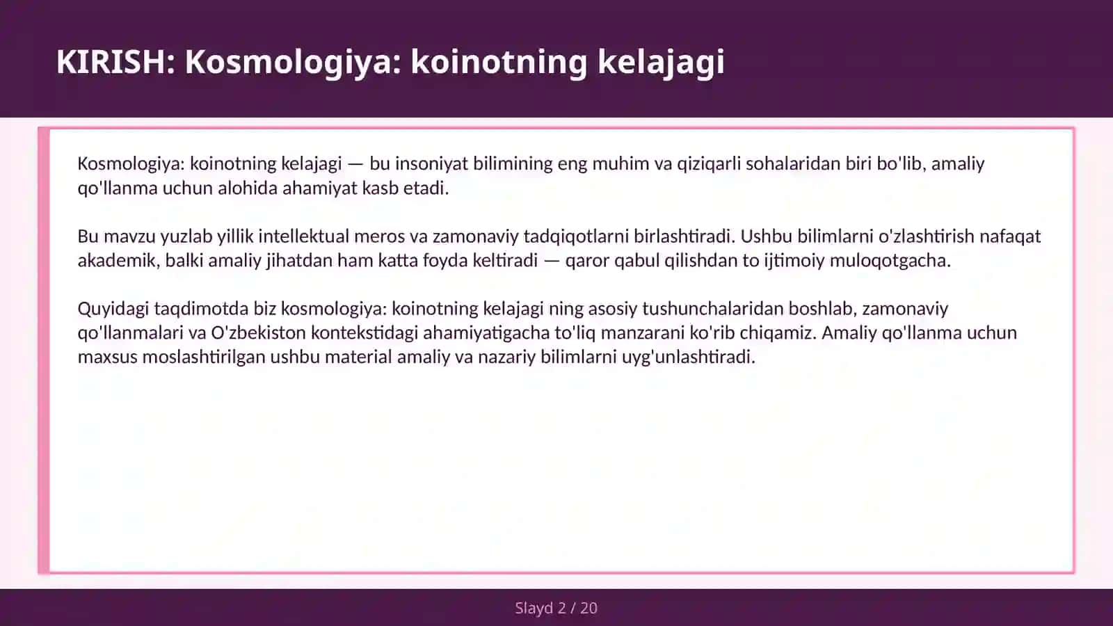 Kosmologiya: koinotning kelajagi 2