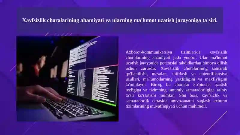 Axborot-kommunikatsiya tizimlarida ma’lumot uzatishda xavfsizlik va samaradorlik o’rtasidagi muvozanatni tahlil qilish 2