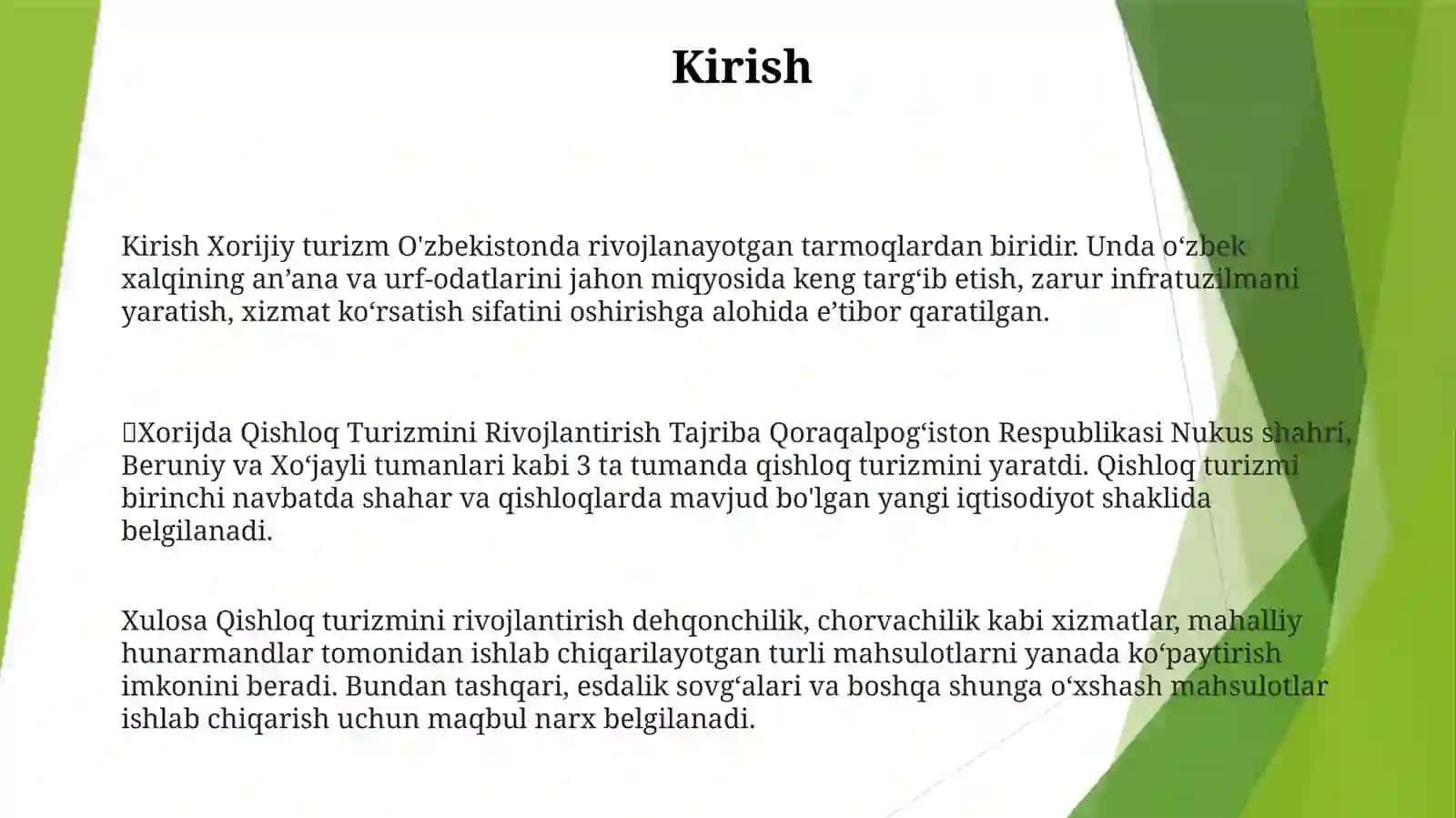 Xorijda Qishloq Turizmini Rivojlantirish Tajriba 2