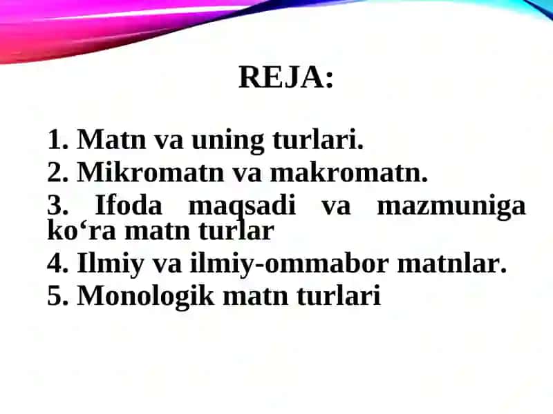 Matn va uning turlari 2