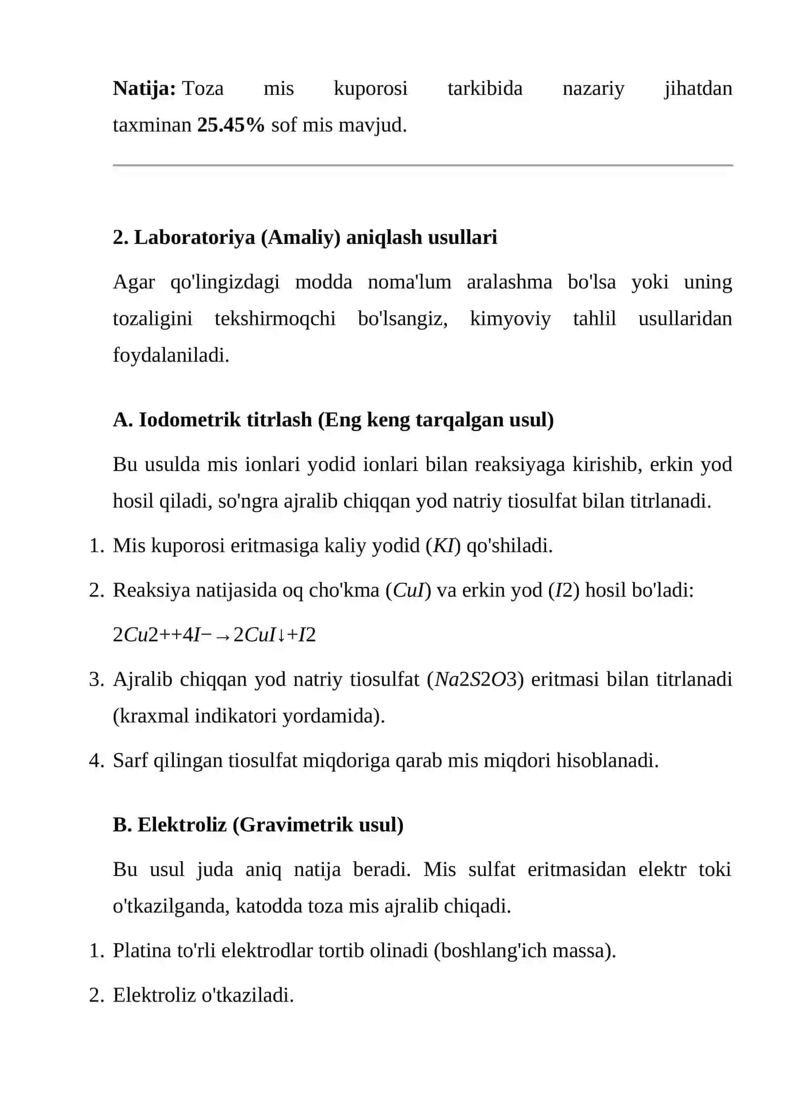 MIS KUPOROSI TARKIBIDAGI MISNI ANIQLASH 2