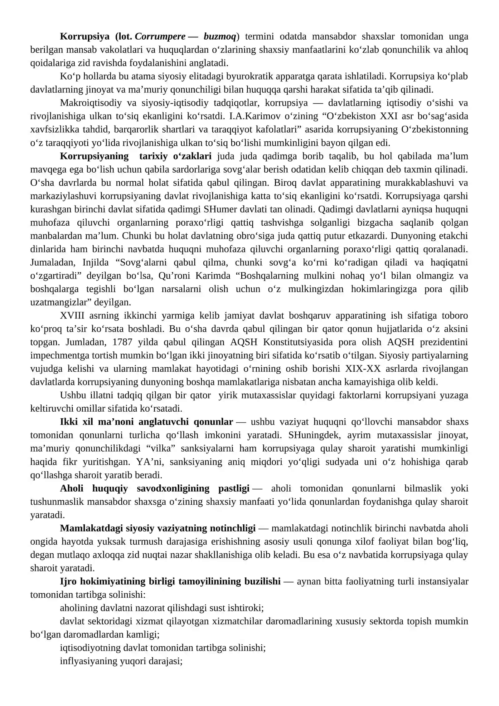 15-mavzu. Korrupsiyaning mohiyati, oqibatlari va unga qarshi kurash mexanizmlari 2