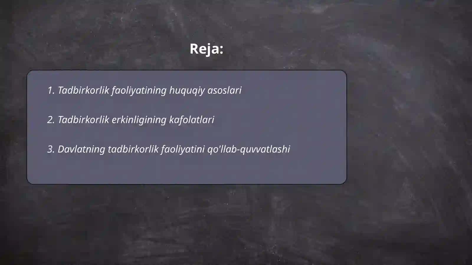 Tadbirkorlik faoliyati erkingligining kafolatlari to'g'risida qonun hujjati 2