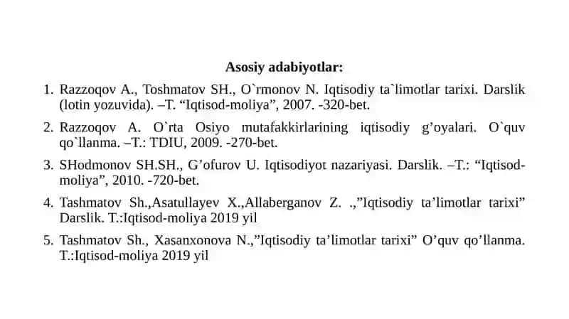 Iqtisodiy ta`limotlar tarixi 2