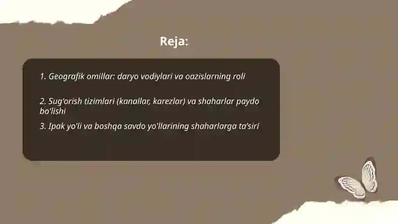O'rta Osiyoda ilk shaharlarning vujudga kelishi 2