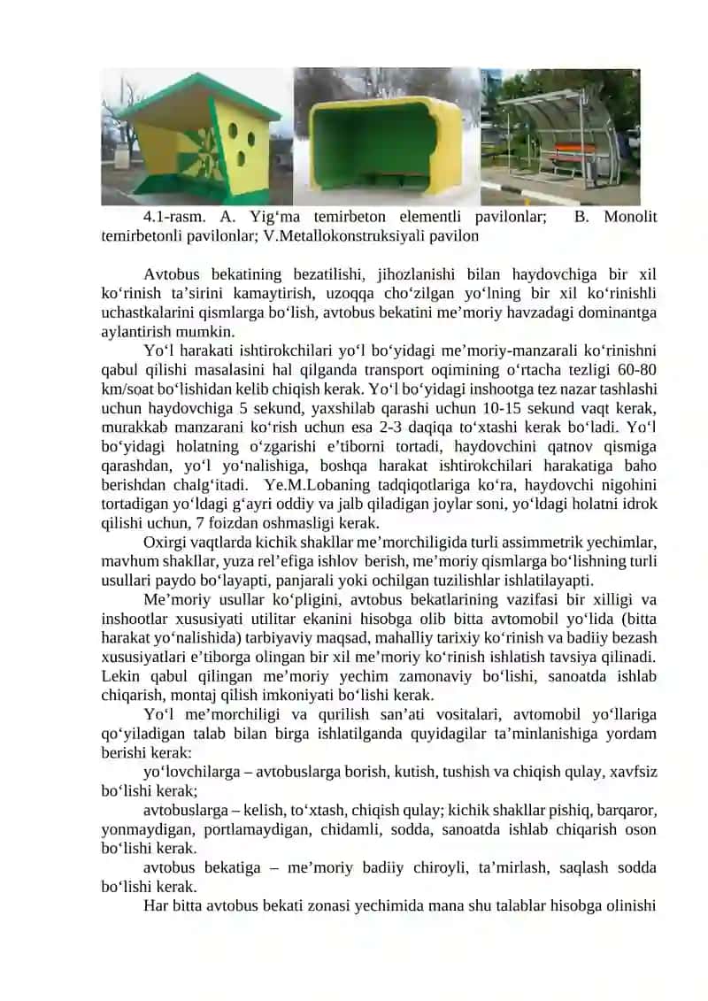 AVTOMOBIL YO‘LLARINI TRANSPORT INSHOOTLARI VA JIHOZLASH 2