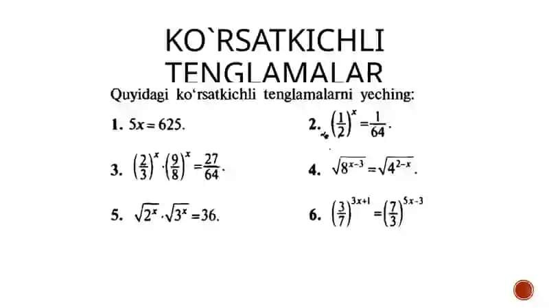 Logarifmik va ekponensial funksiyalar 2
