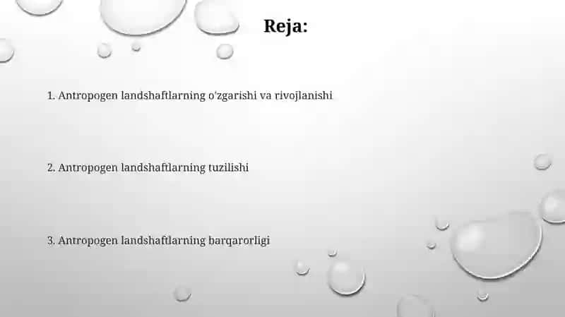 Antropogen landshaftlarning strukturasi va barkarorligi 2