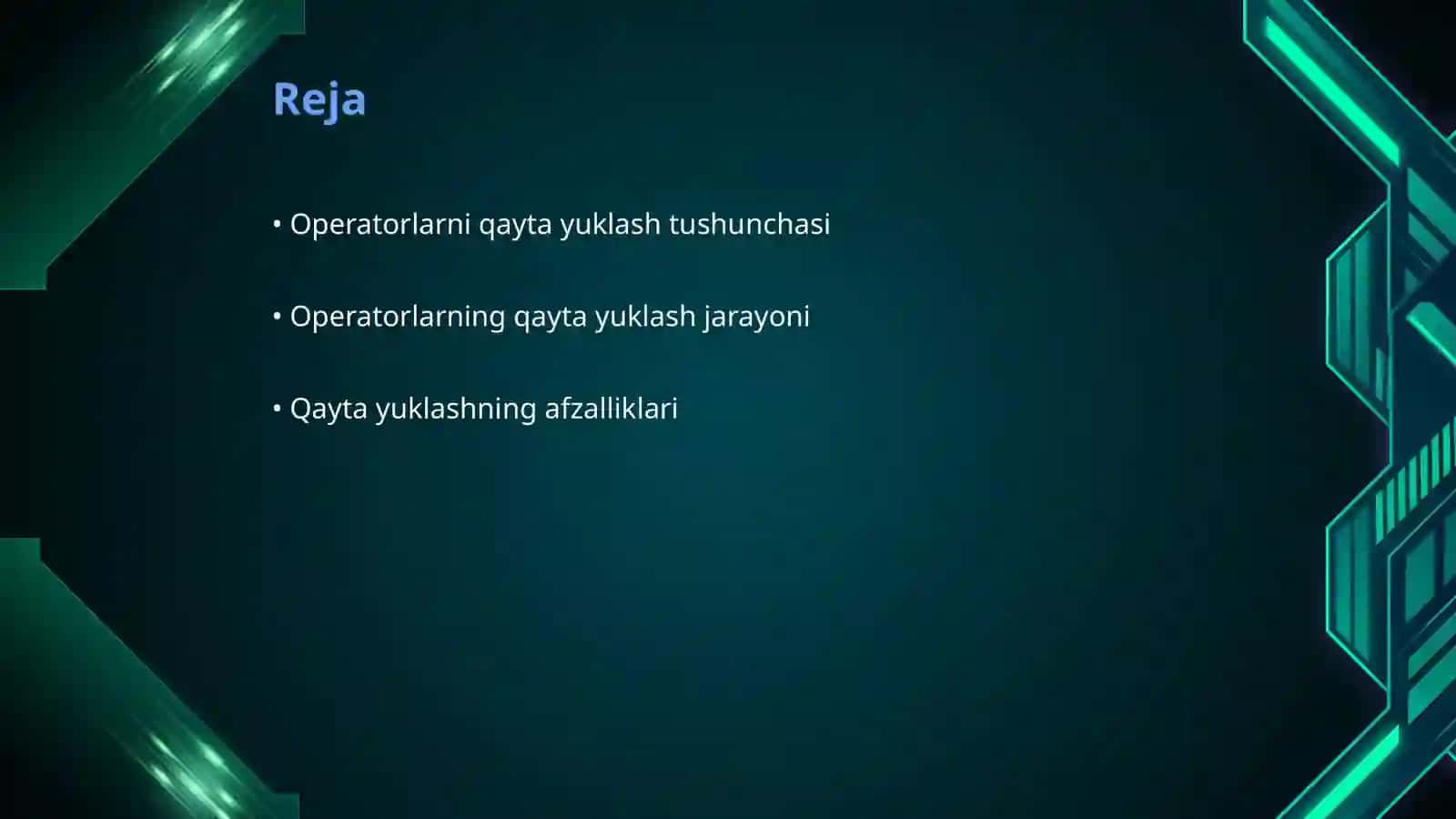 Operatorlarni qayta yuklash 2