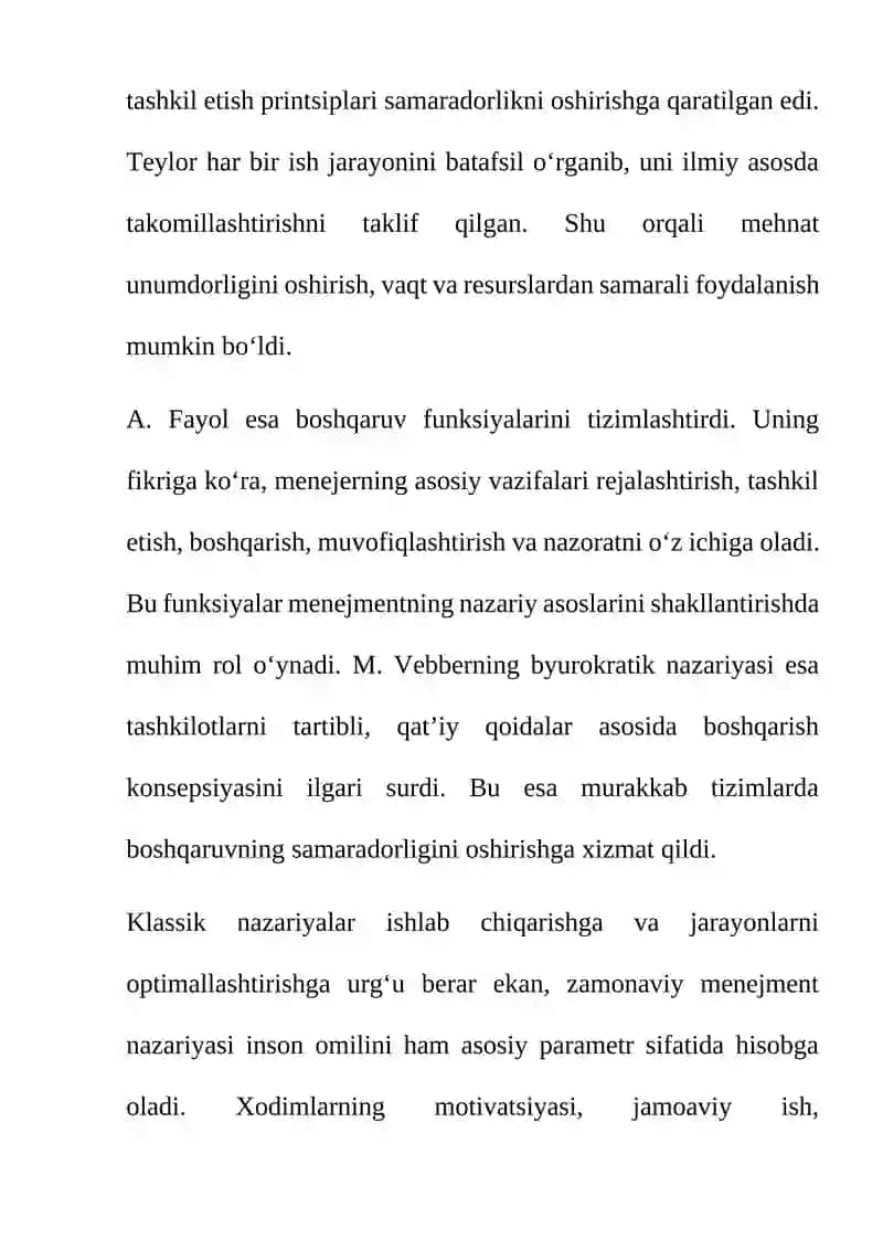 MENEJMENTNING NAZARIY ASOSLARI ESSE 2