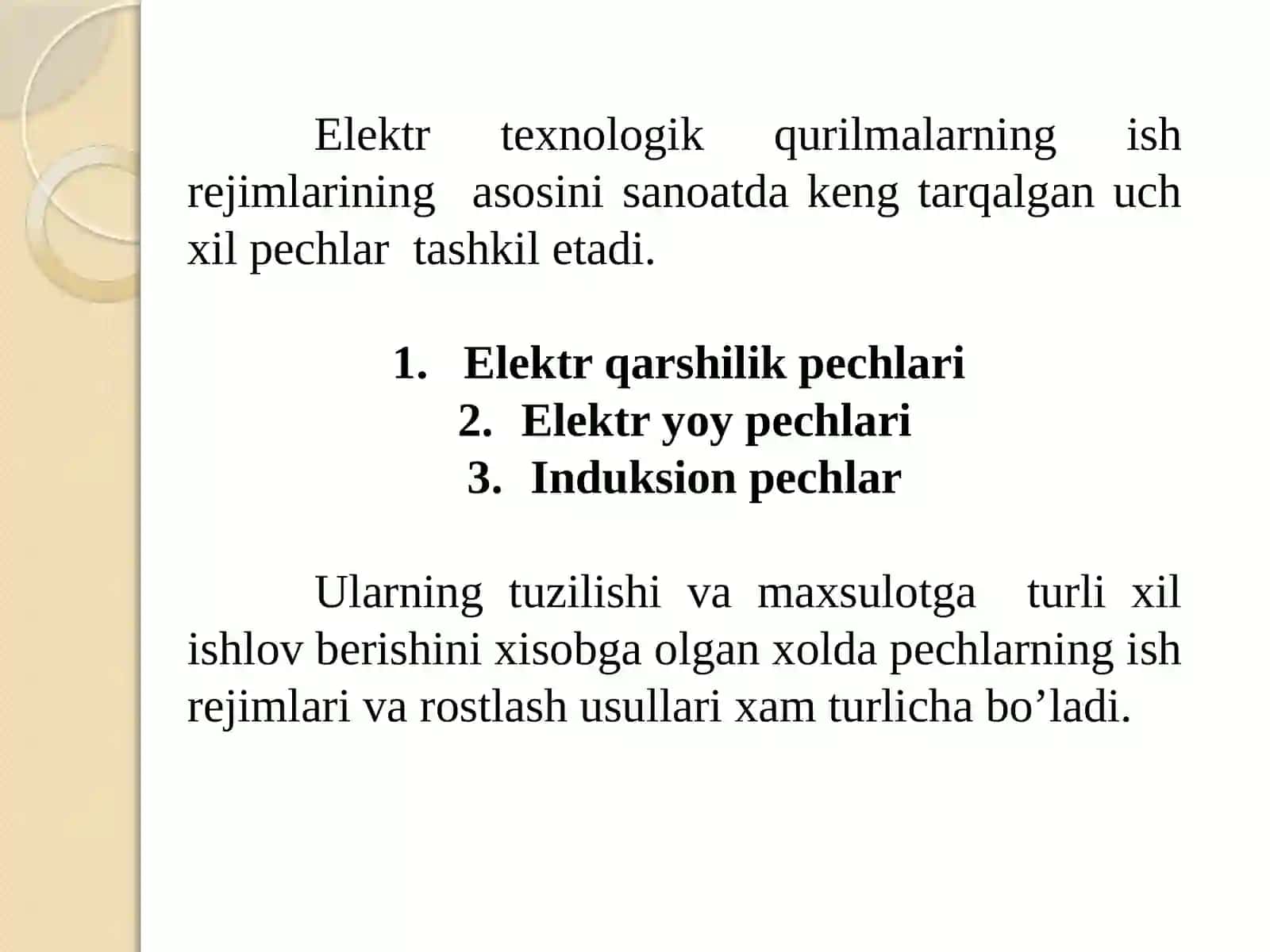 Elektr texnologik qurilmalarning optimal ish rejimlari  va taxlili 2