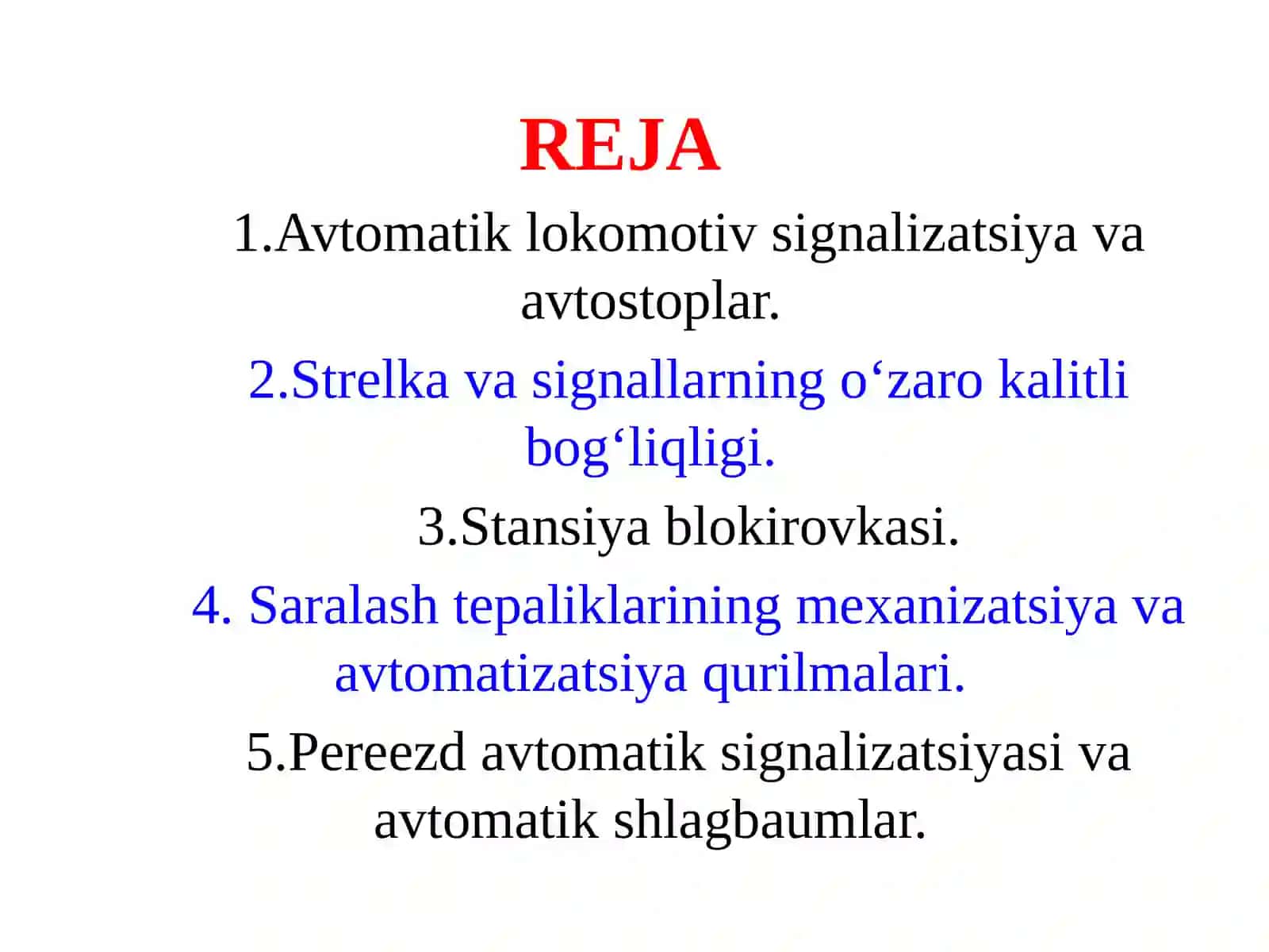 POYEZDLAR HARAKATINI TASHKIL ETISHDA SIGNALIZATSIYA INSHOAT VA QURILMALARI 2
