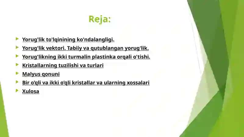 Bir o’qli va ikki o’qli kristallardagi optik hodisalar 2