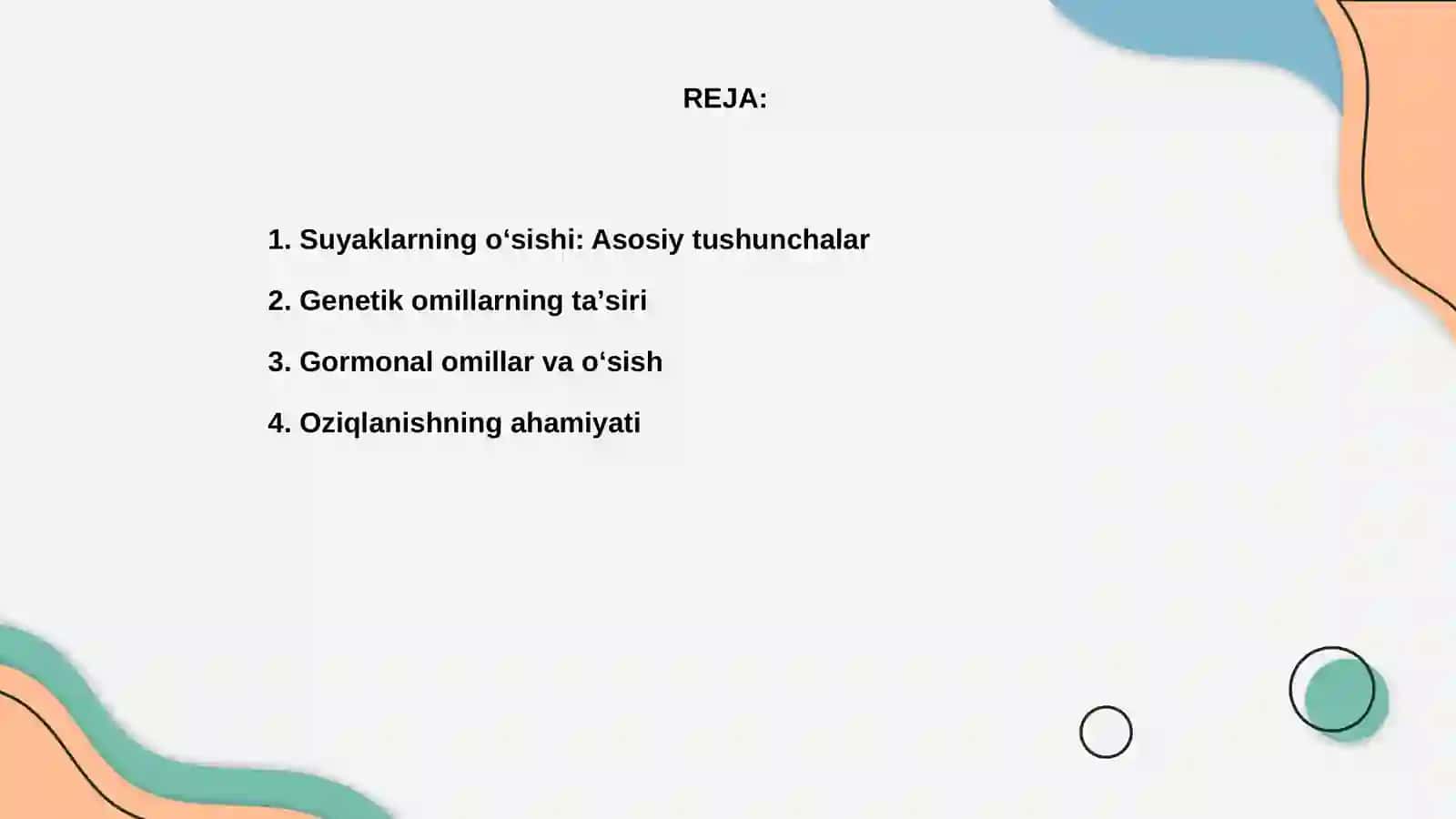 Suyaklarning oʻsishi va rivojlanishiga taʼsir etuvchi omillar 2