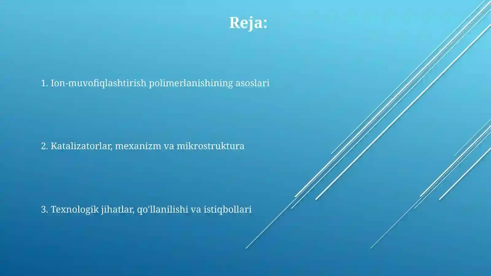 Ionli-koordinatsion polimerlanish reaksiyalari 2