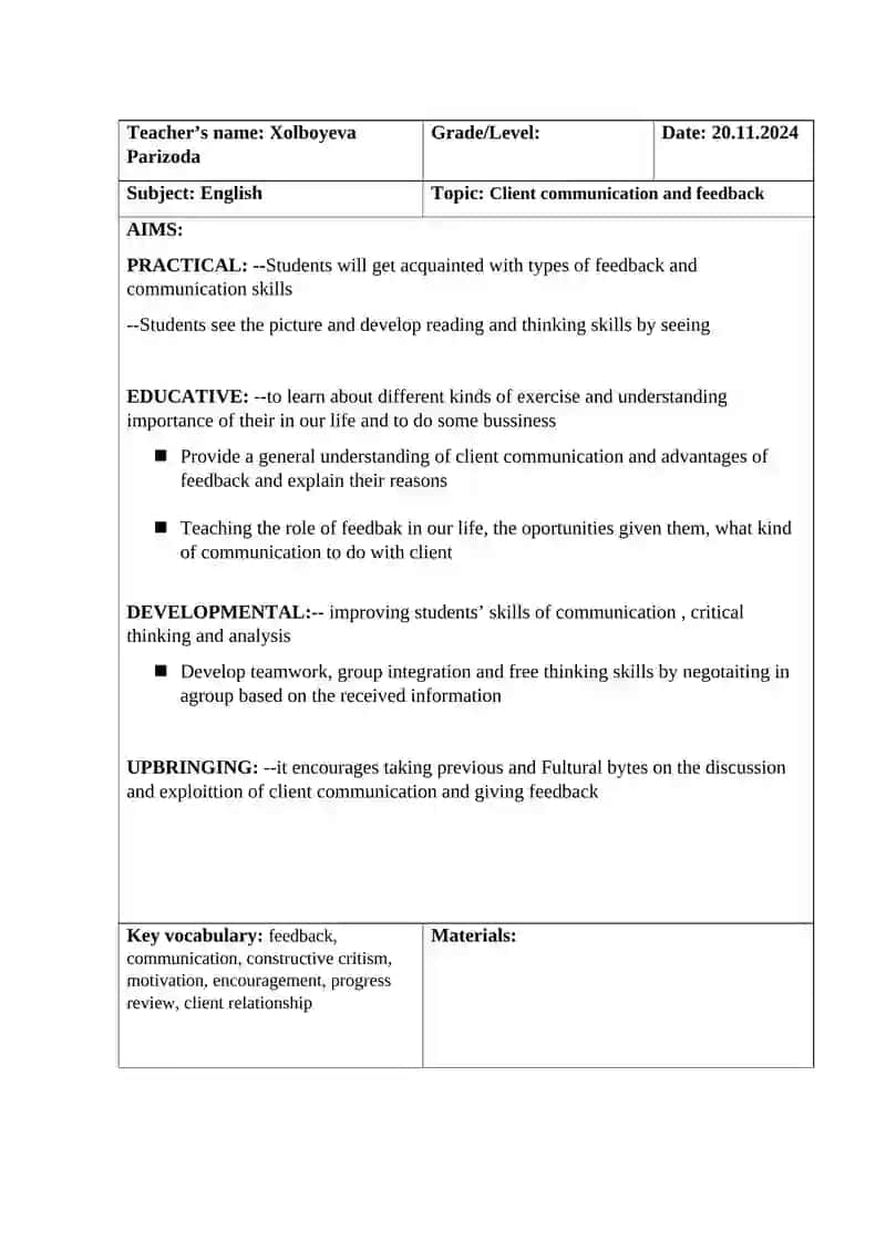 Client communication and feedback 2