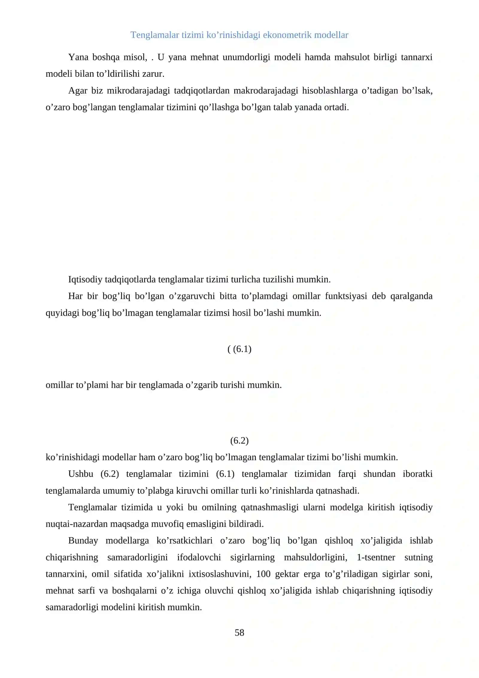 TENGLAMALAR SISTEMASI KO’RINISHIDAGI EKONOMETRIK MODELLAR 2