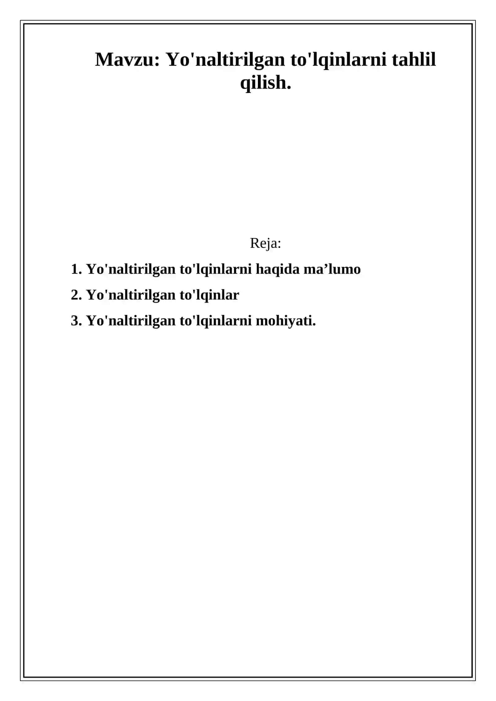 Yo'naltirilgan to'lqinlarni tahlil qilish 2