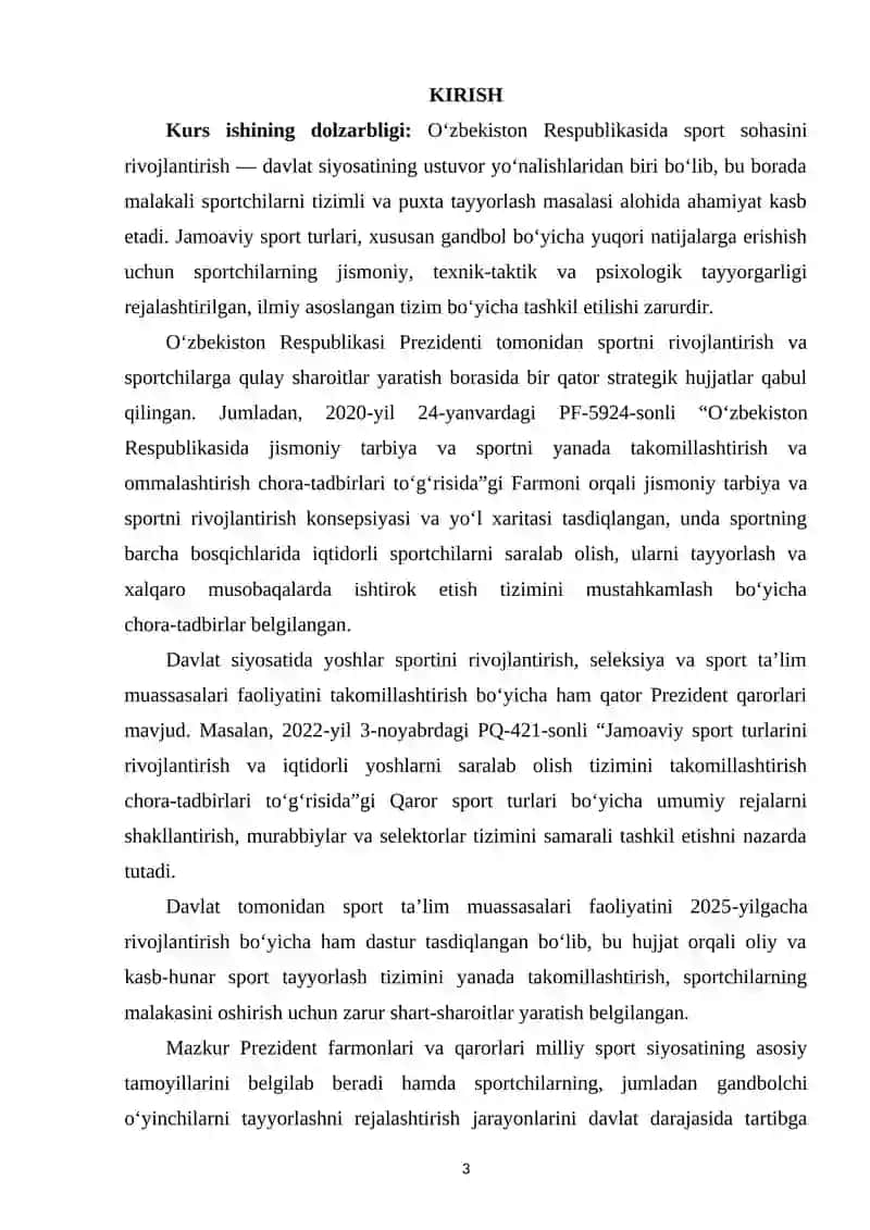 Gandbolchi o‘yinchilarni tayyorlashni rejalashtirish 2
