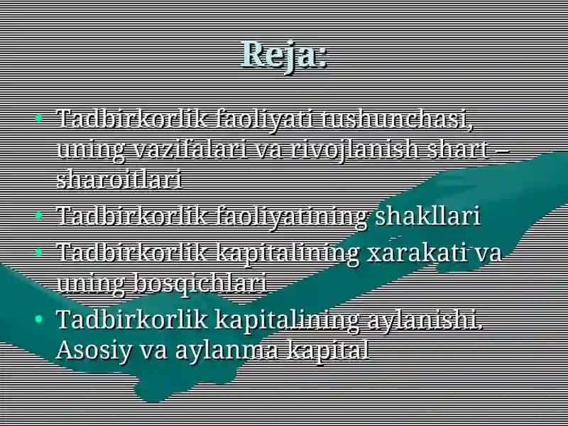 Tadbirkorlik kapitali tushunchasi va uning aylanish bosqichlari 2