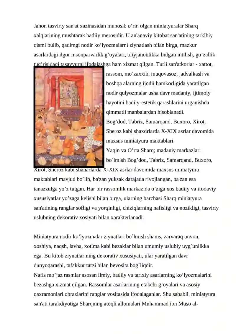 O`rta Osiyo  miniatyura maktabi 2