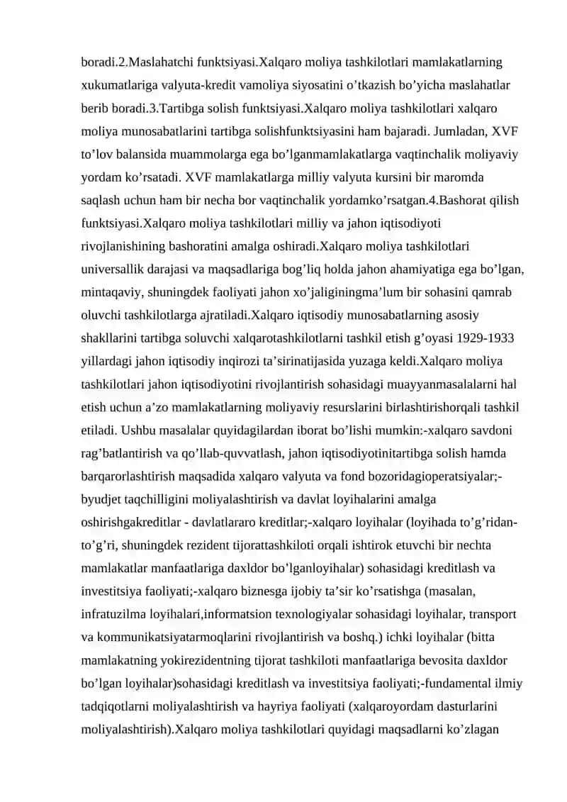 Xalqaro moliya tashkilotlarining tasniflanishi va umumiy tavsifi 2