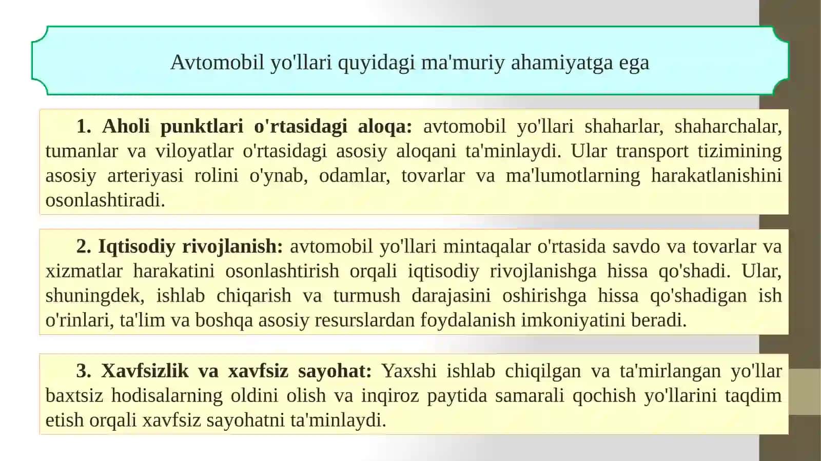 Avtomobilyo‘llaridavlatkadastrini yuritish va loyihalashda geoaxborot texnologiyalaridan foydalanish 2