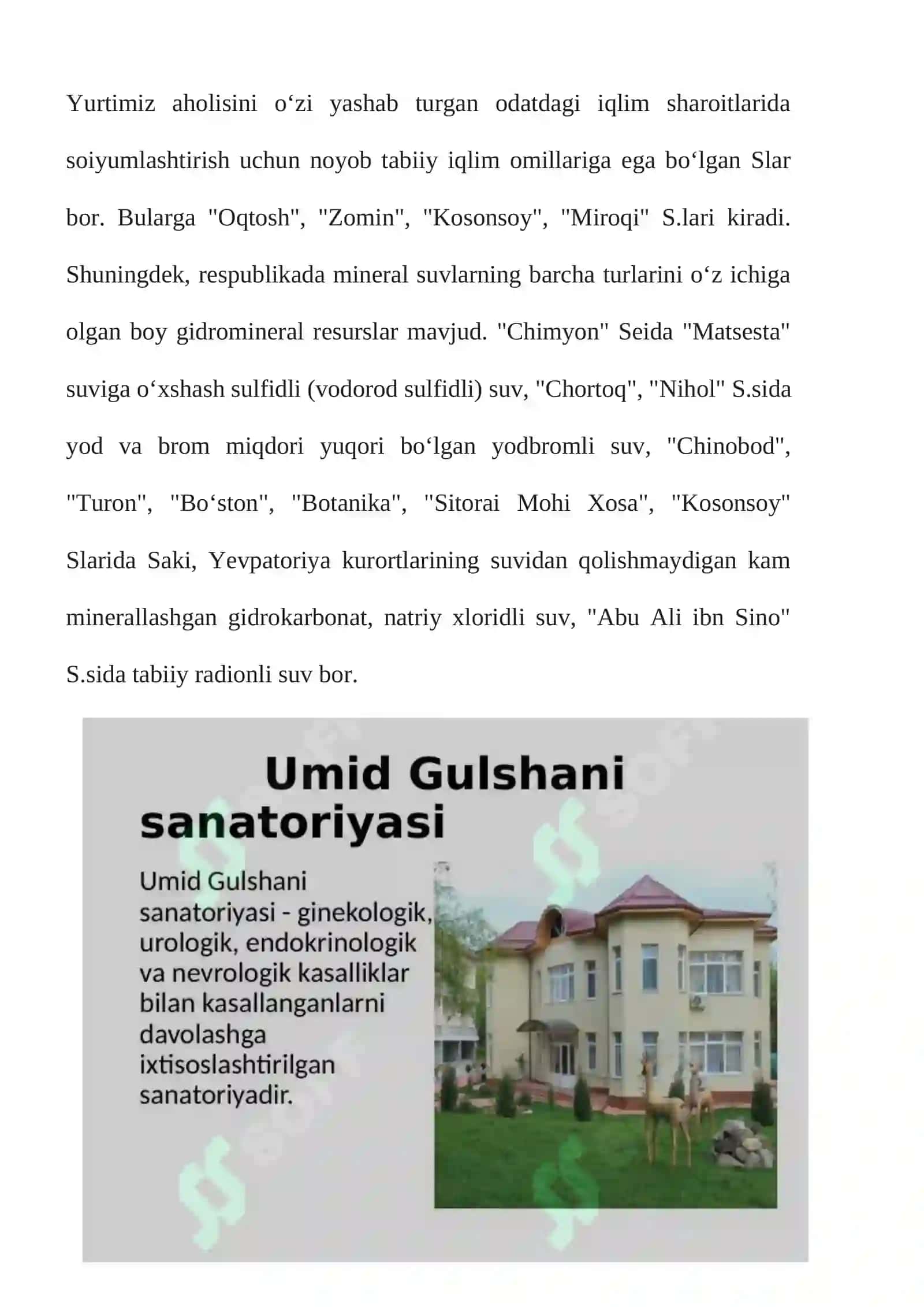 Sanatoriy va kurortlarda davolanish 2