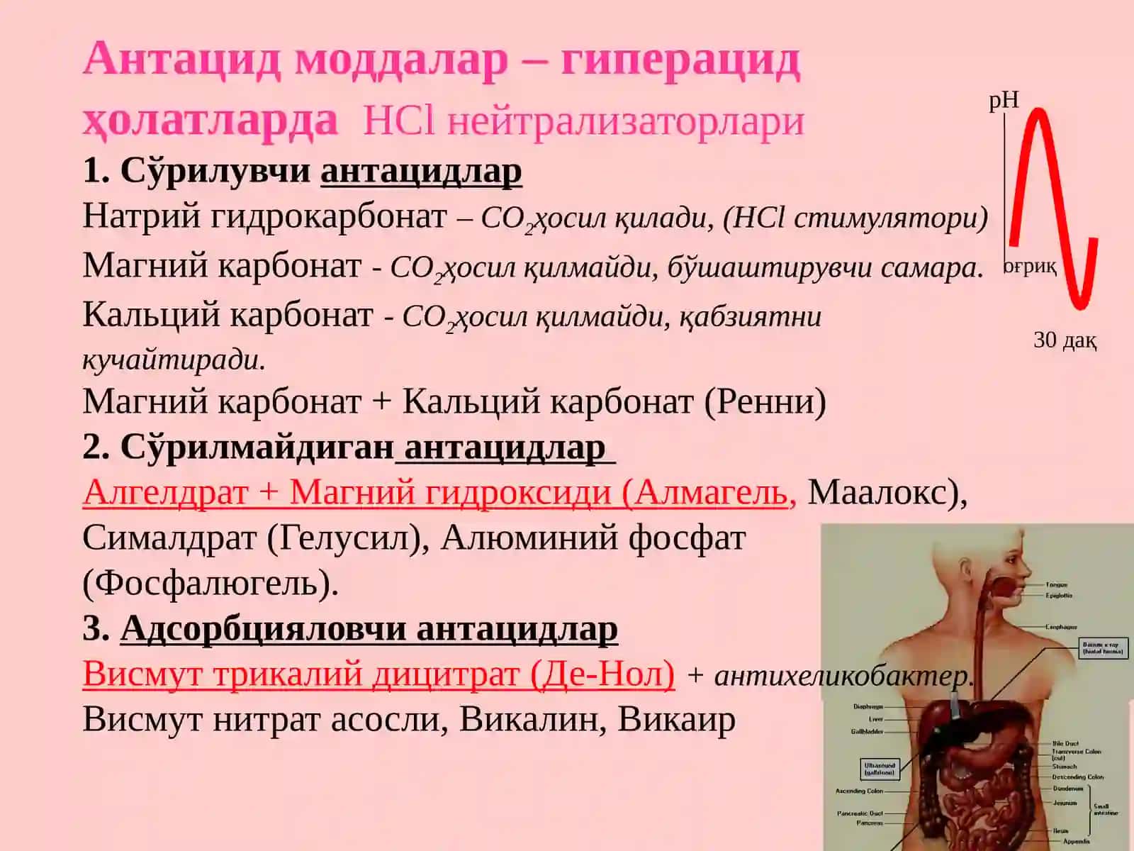 МЕЪДА-ИЧАК ЙЎЛИ КАСАЛЛИКЛАРИДА ҚЎЛЛАНИЛАДИГАН ДОРИ ВОСИТАЛАРИНИНГ КЛИНИК ФАРМАКОЛОГИК ХУСУСИЯТЛАРИ 2