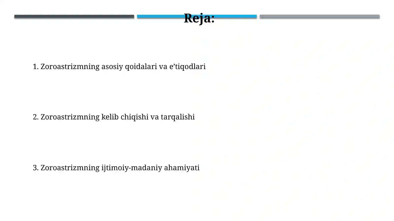 Din ijtimoiy madaniyat hodisa sifatidagi ahamiyati:Milliy dinlar Zardushtiylik dini 2