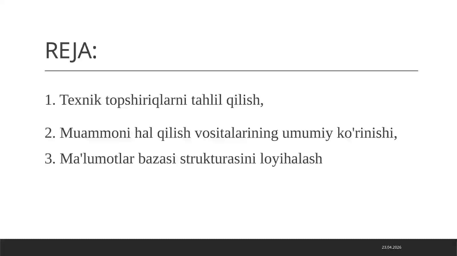 Poliklinikalardama’lumotlar bazasini ishlab chiqish 2
