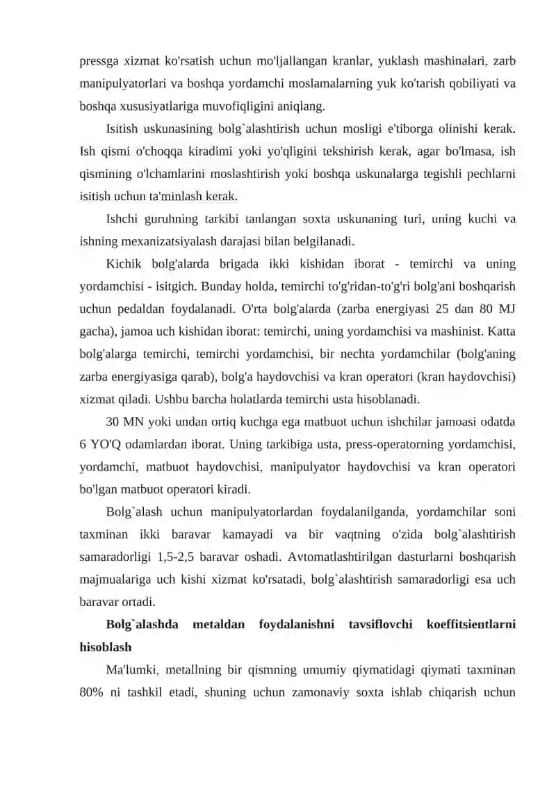 Temirchilik jarayonlarini tanlash, ularni bajarish ketma-ketligi 2