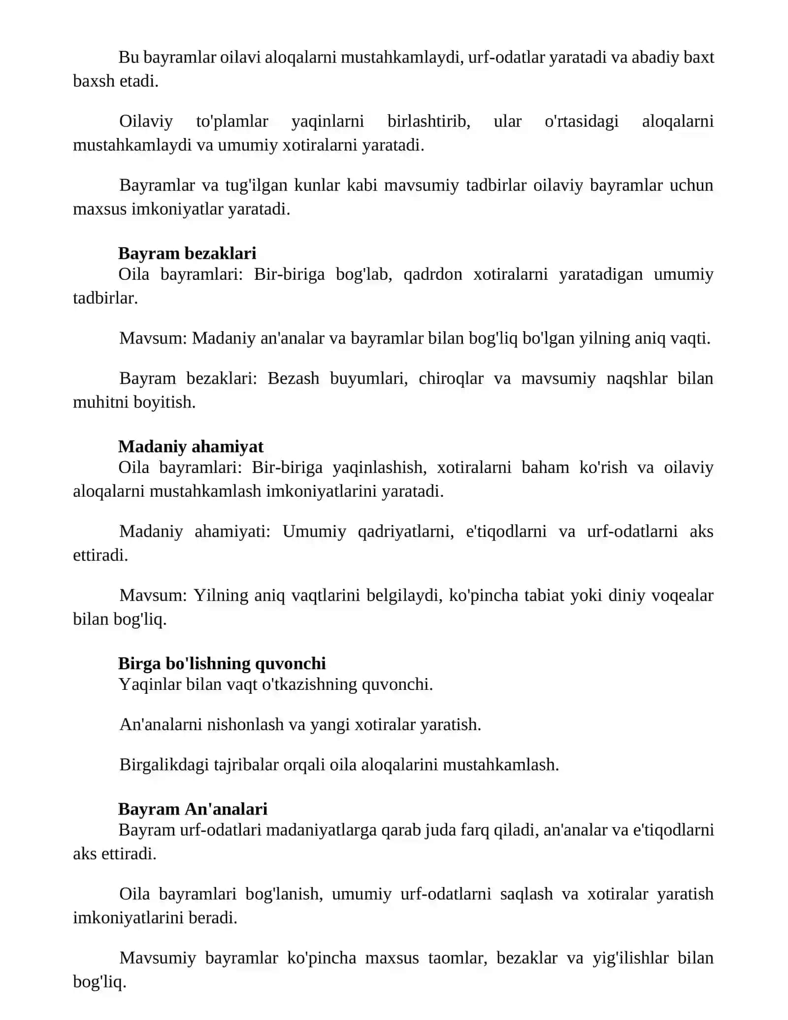 Mavsum va oilaviy marosimlar 2