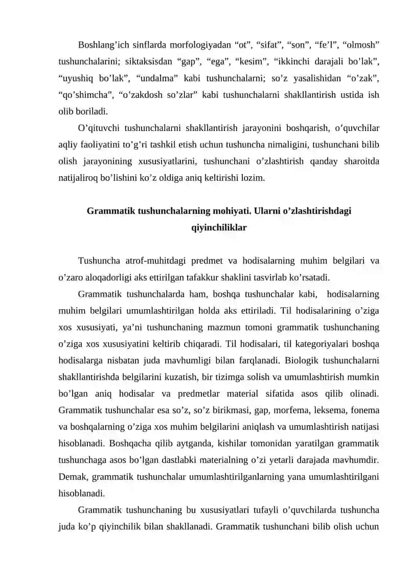Grammatika va so’z yasalishiga oid tushunchalarni shakllantirishning metodik asoslari 2