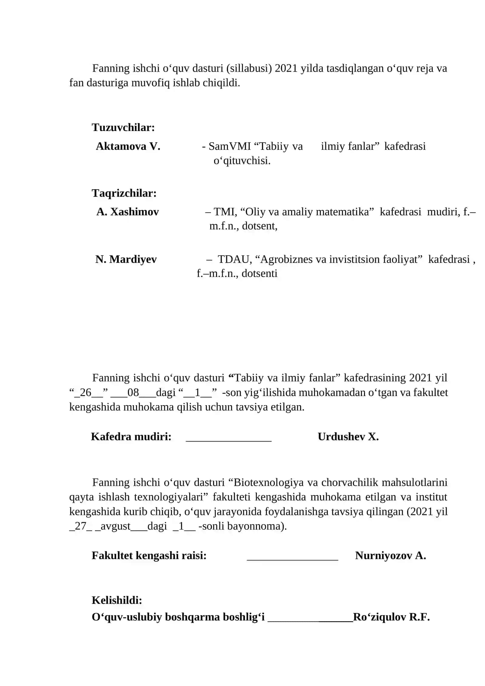 IQTISODCHILAR UCHUN MATEMATIKA fanining ISHCHI O‘QUV DASTURI (SILLABUSI) 2