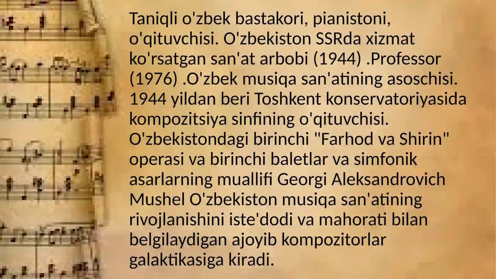 Georgiy Mushel ijodiy faoliyati 2