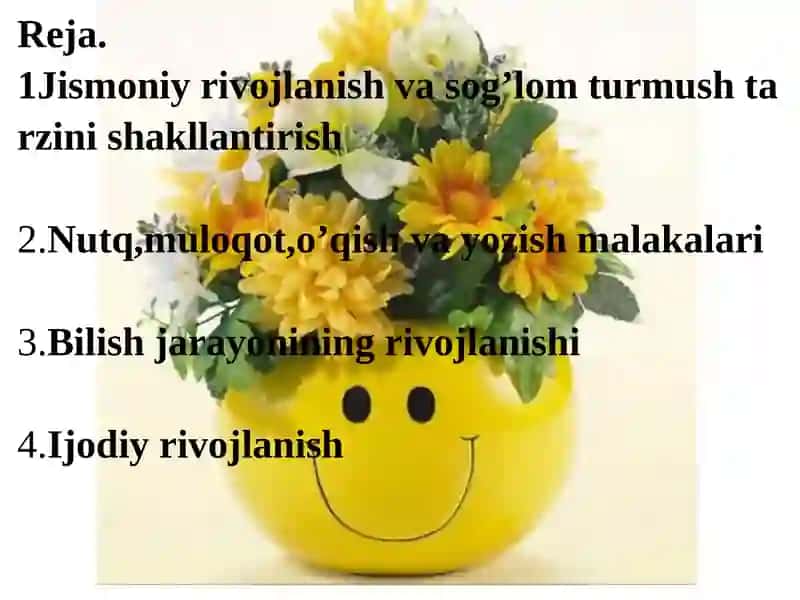 Jismoni yirvojlanish va sog'liq turmush tarzini shakllanish sohasi 2