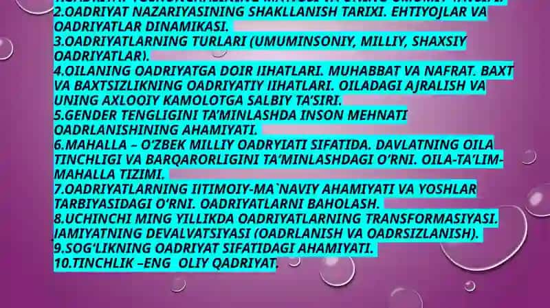AKSIOLOGIYA FALSAFASIDAN INTERFAOL METODLAR JAMLANGAN DARS TAQDIMOTI 2