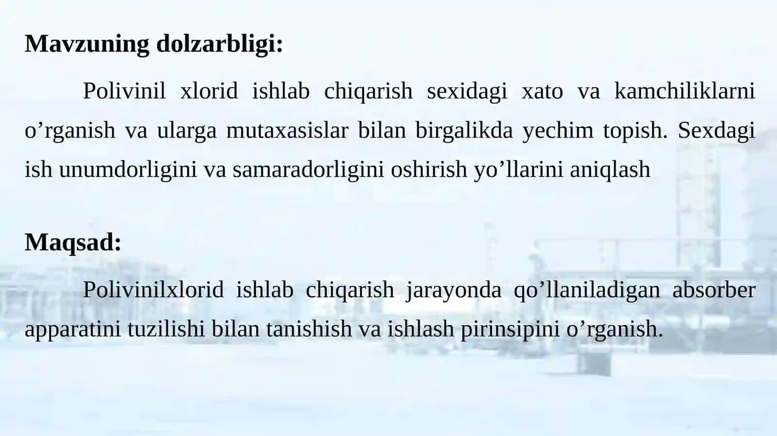 Yiliga100 000 tonna PVX ishlabchiqarish 2