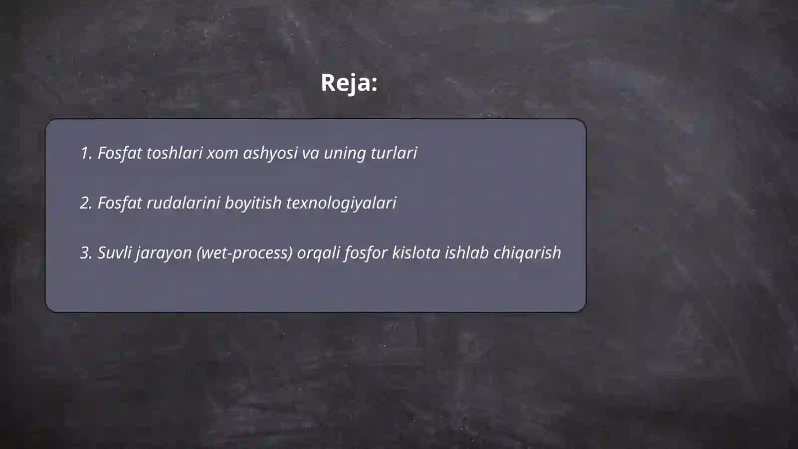 Fosforli o'g'itlar ishlab chiqarish 2