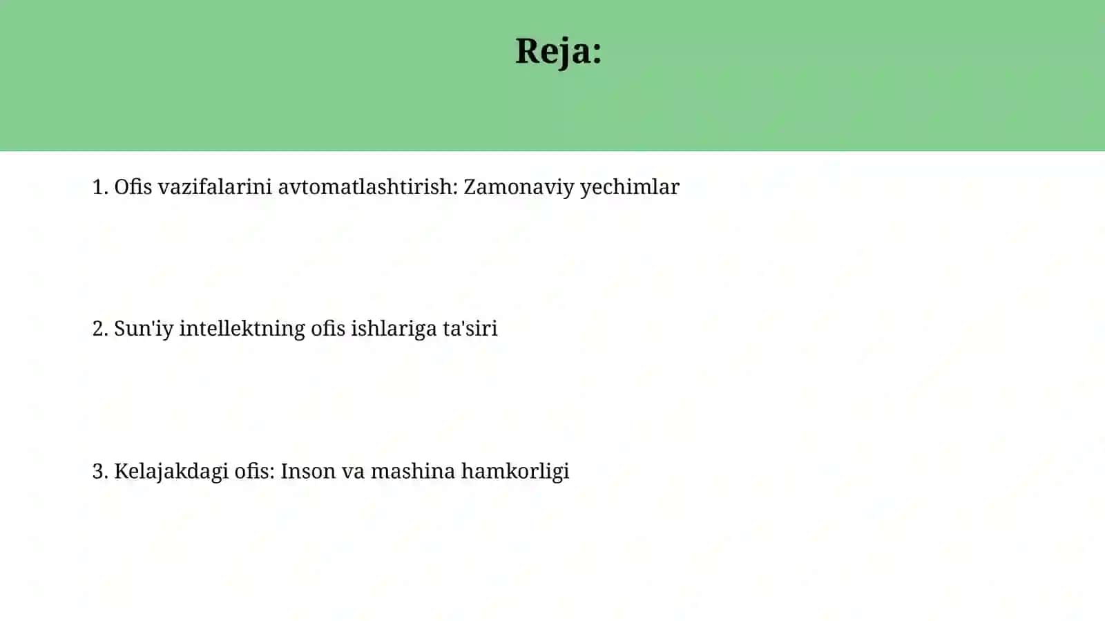 Office o'rnilarini bosqichi turli dasturiy ilovalar va sun'iyintellekttizimlari 2