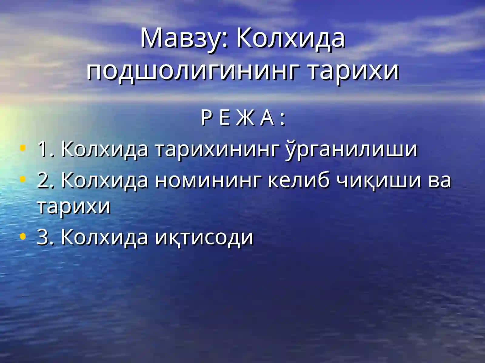 Колхида подшолигининг тарихи 2