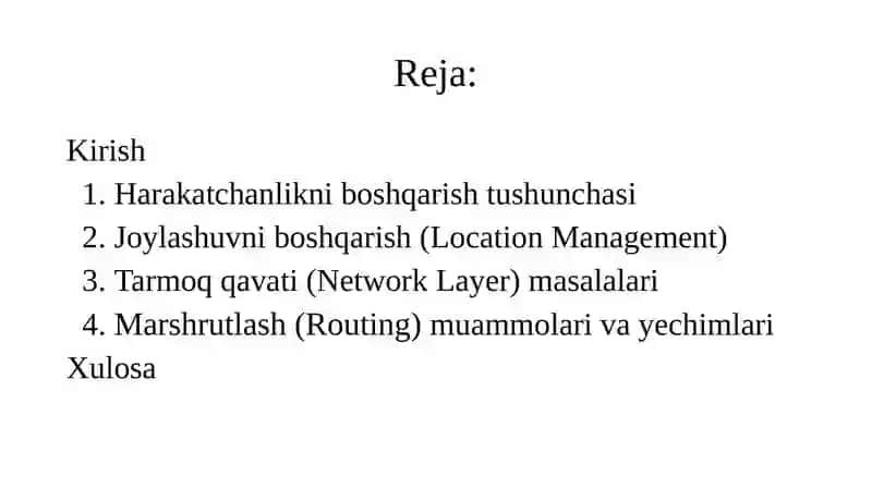 Zamonaviy kirish tarmoqlaridagi harakatchanlikni boshqarish: Tarmoq qavati (Network Layer) masalalari va marshrutlash (Routing) 2