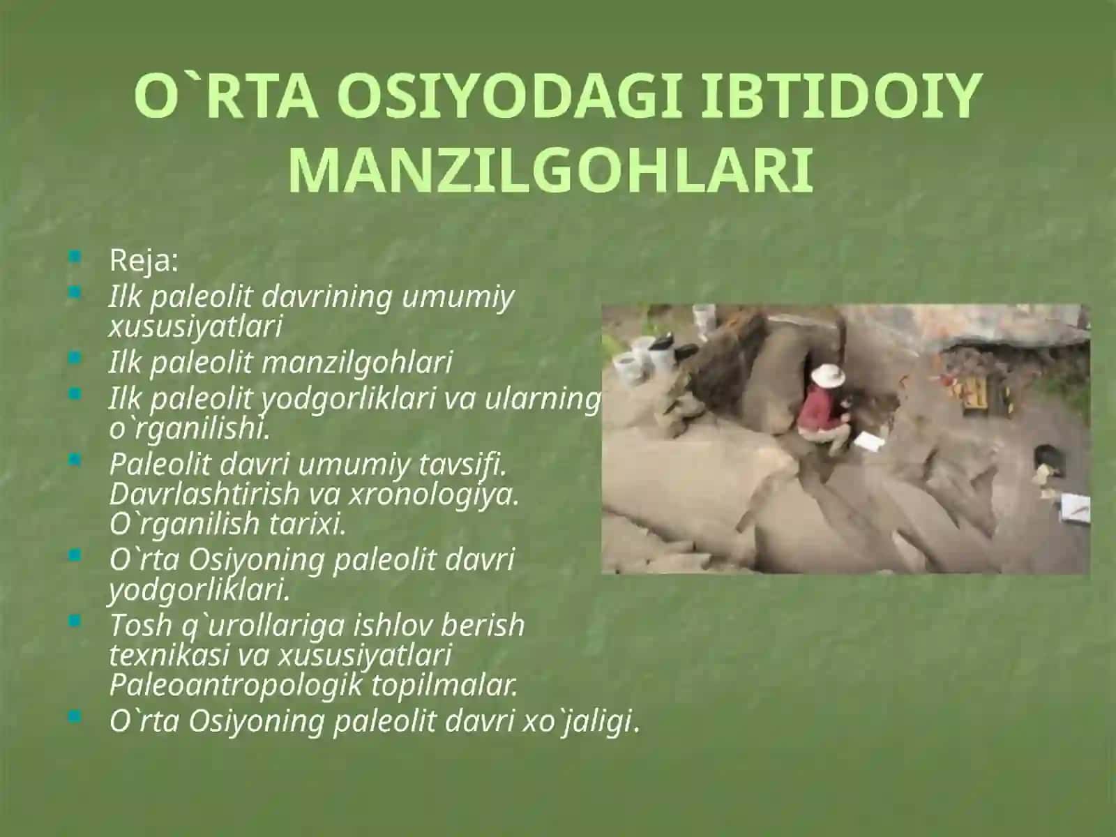 O`RTA OSIYODAGI IBTIDOIY MANZILGOHLARI 2
