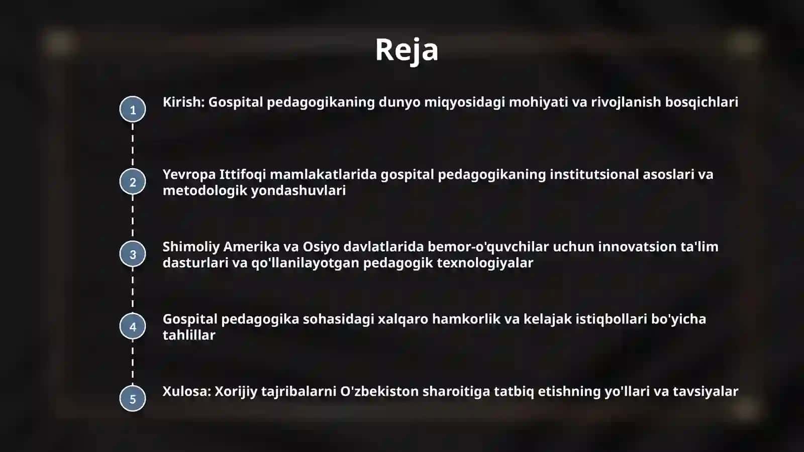 Xorijiy davlatlarda gospital pedagogika anʼanalari va xususiyatlari. 2