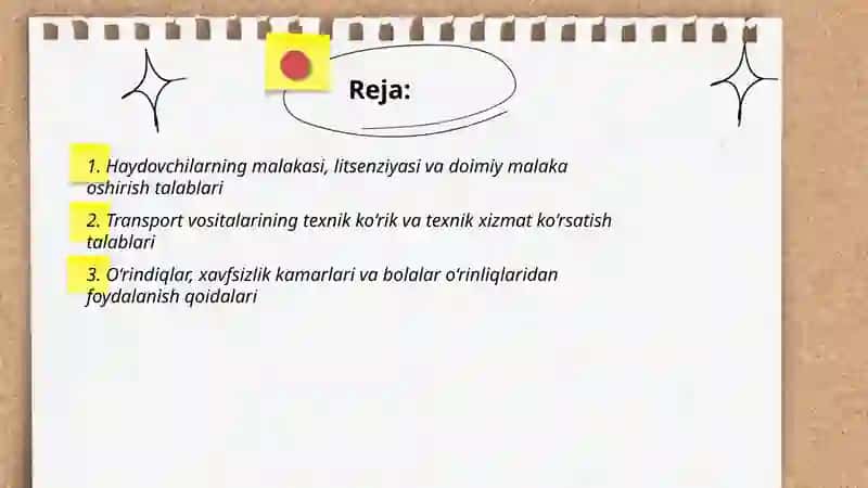 Haydovchilarning malakasi va litsenziyasi 2