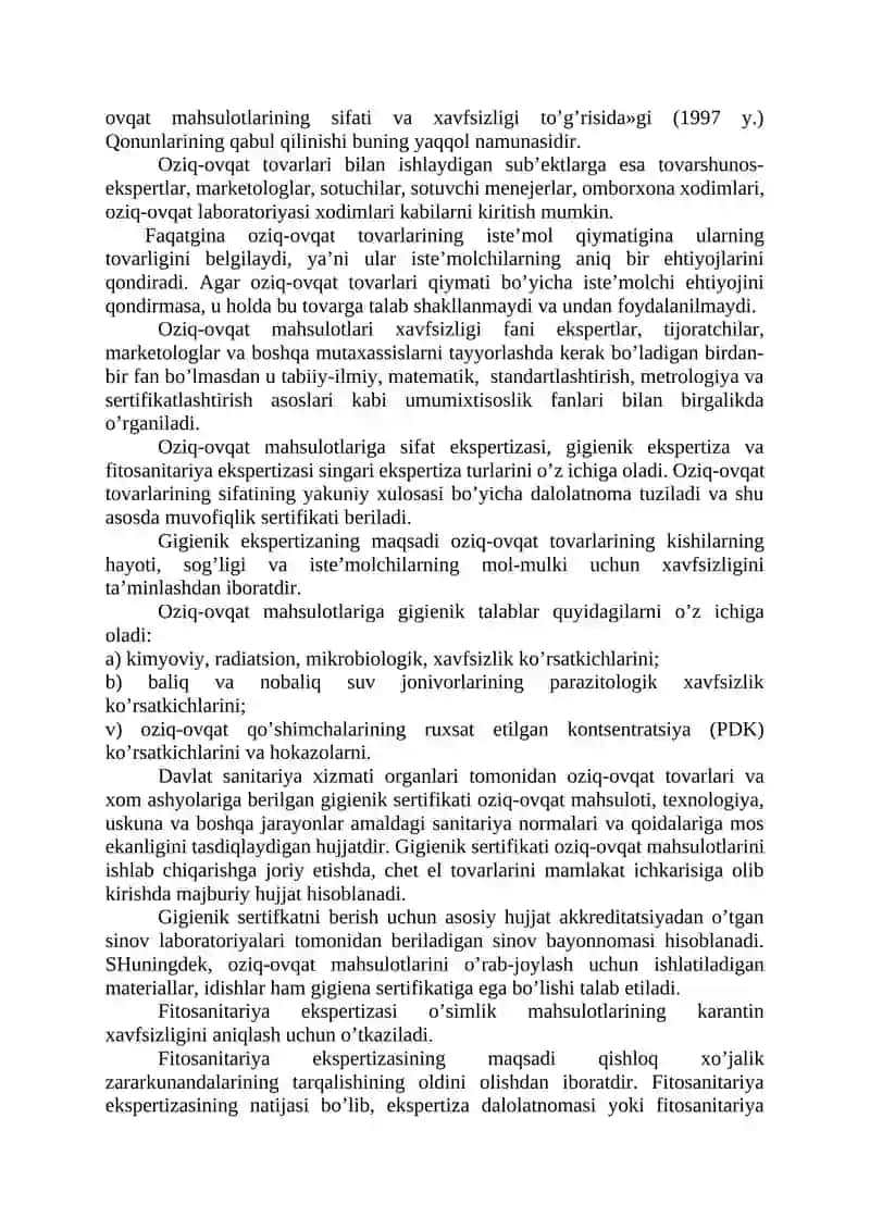 Хоm аshyo, yarim tаyyor vа tаyyor mаhsulоtlоаrning mа’yoriy tаlаblаri 2