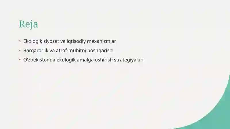Ekologik siyosat va iqtisodiy mexanizmlar 2