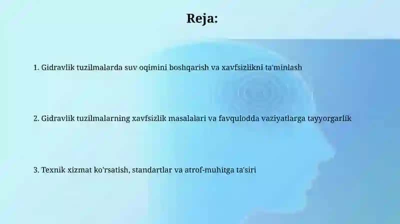 Gidravlik inshootlarda suv oqimini boshqarish va xavfsizlik masalalari 2